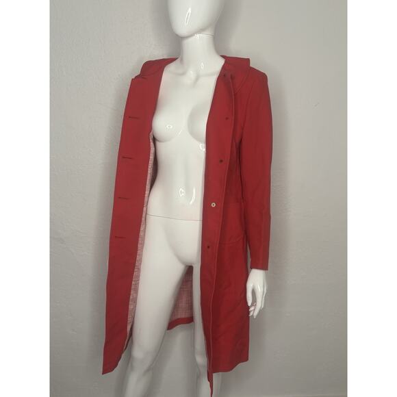 Burberry London Trench Coat Single Button Down Pink Red Women’s Size 8 USA Made - Picture 6 of 8
